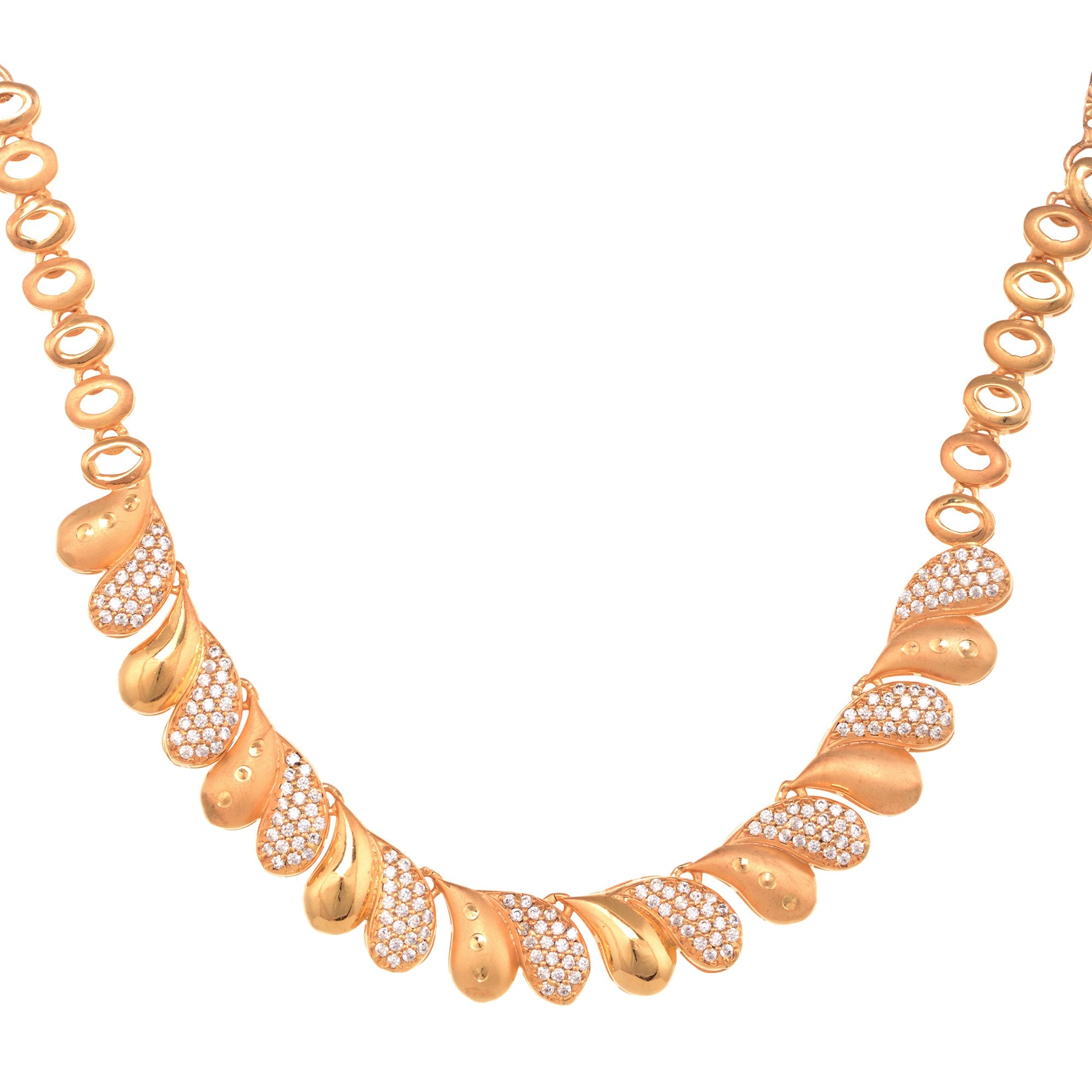 Gold Toned AD Studded Minimal Designer Necklace Jewellery Set, zaveri pearls, sale price rs, sale price, sale gold plated, sale gold, sale, rubans, ring, regular price, priyassi jewellery, ku