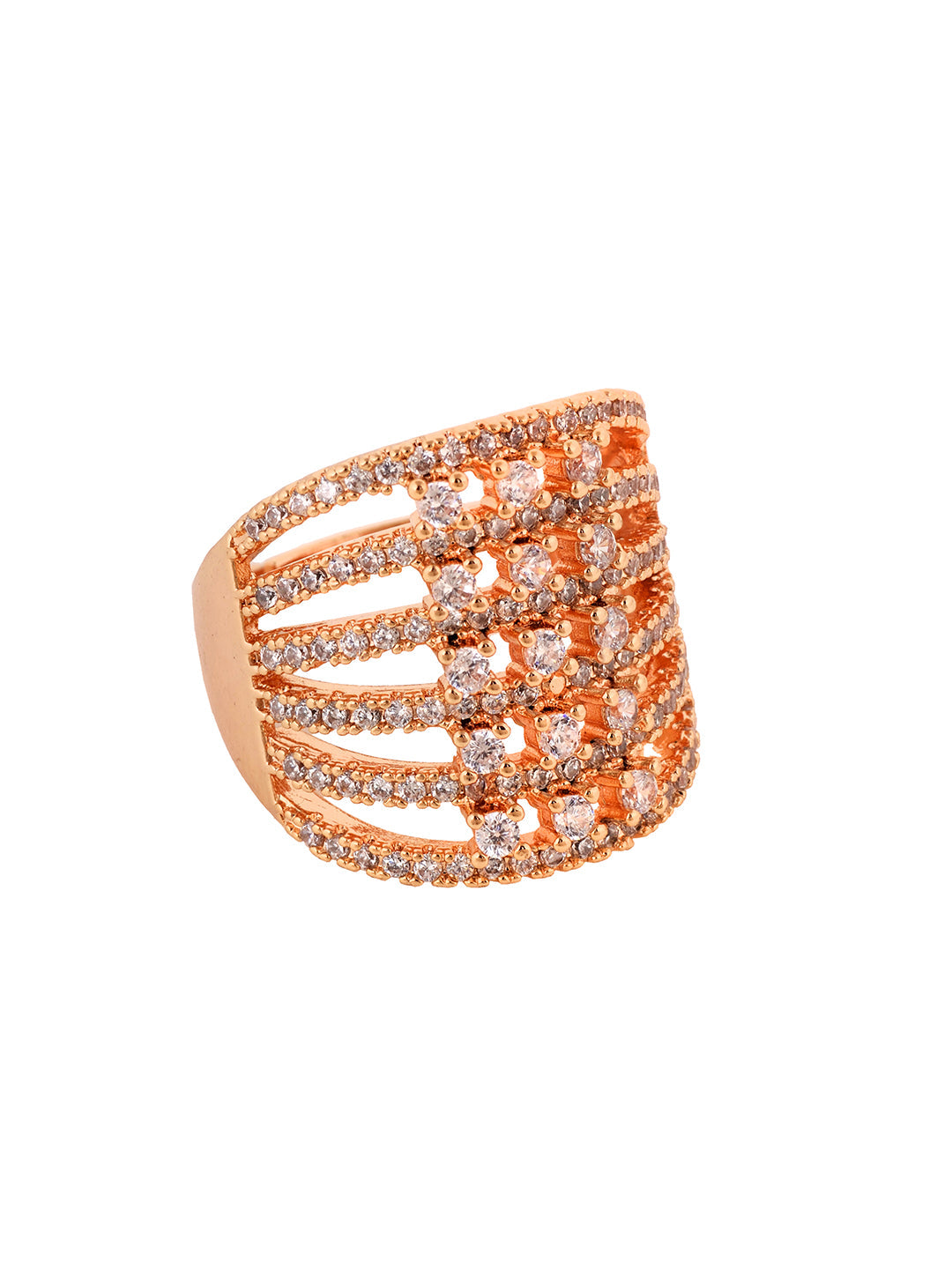 Gold Plated White AD Studded designer Finger Ring, zaveri pearls, sale price rs, sale price, sale gold plated, sale gold, sale, rubans, ring, regular price, priyassi jewellery, kushal's - Sar