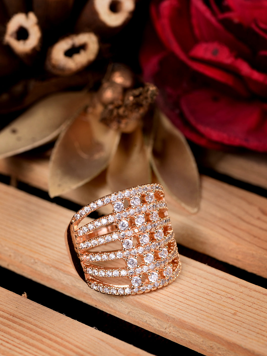 Gold Plated White AD Studded designer Finger Ring, zaveri pearls, sale price rs, sale price, sale gold plated, sale gold, sale, rubans, ring, regular price, priyassi jewellery, kushal's - Sar