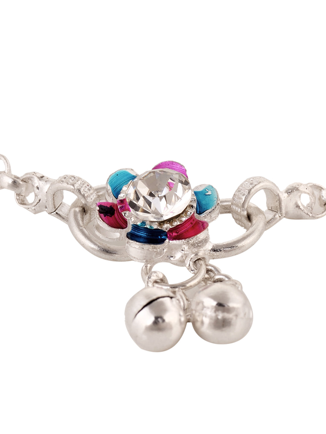 Silver Toned AD studded Ethnic Bridal Anklet Anklet, zaveri pearls, sale price rs, sale price, sale gold plated, sale gold, sale, rubans, ring, regular price, priyassi jewellery, kushal's - S