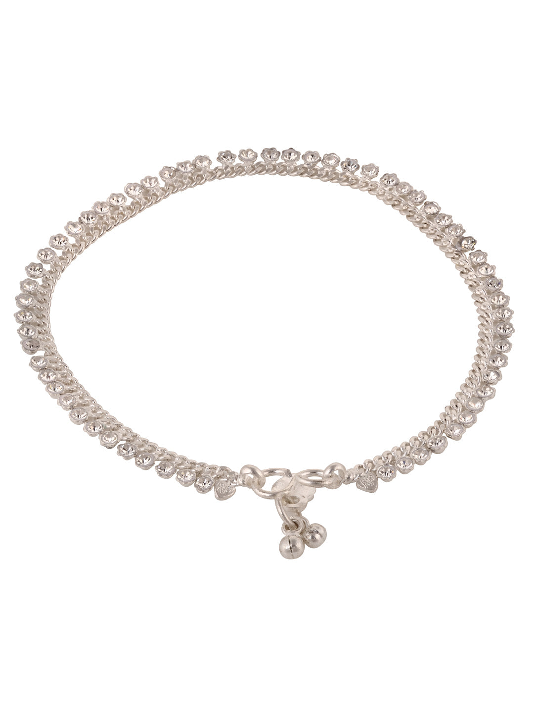 Silver Toned AD studded Ethnic Bridal Anklet Anklet, zaveri pearls, sale price rs, sale price, sale gold plated, sale gold, sale, rubans, ring, regular price, priyassi jewellery, kushal's - S