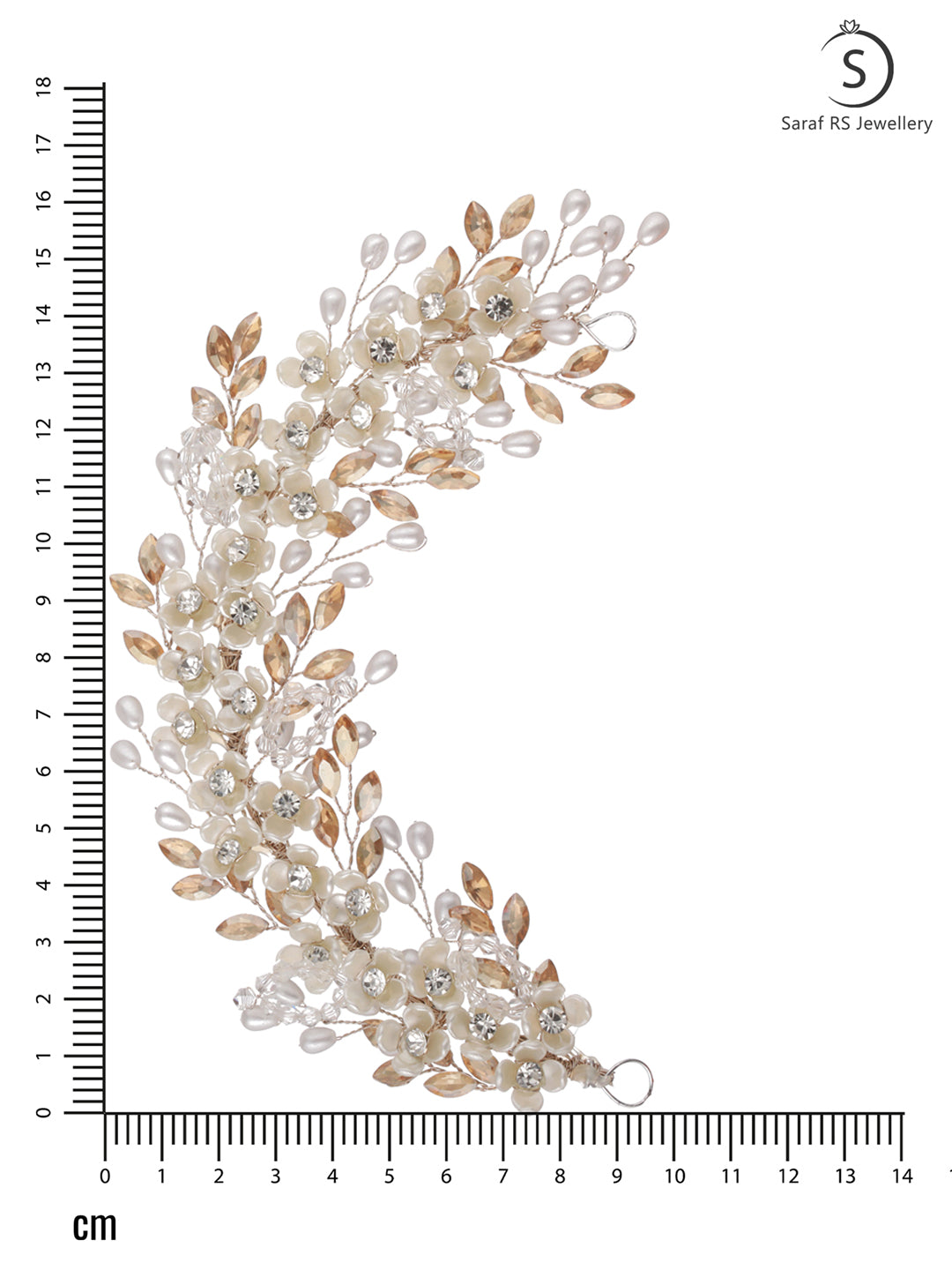 Gold Toned Off White Floral Pearl Embellished Hair Styling Tiara, zaveri pearls, sale price rs, sale price, sale gold plated, sale gold, sale, rubans, ring, regular price, priyassi jewellery,