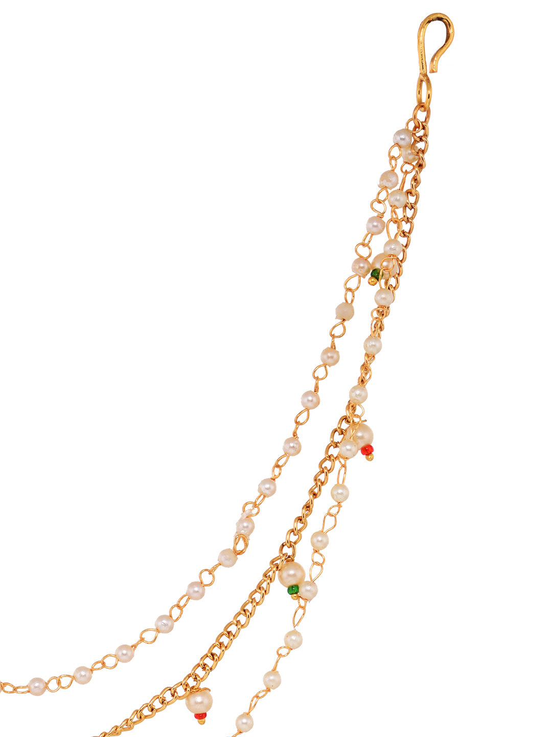 Gold plated Red& White Pearl Beaded Floral Nose Ring, zaveri pearls, sale price rs, sale price, sale gold plated, sale gold, sale, rubans, ring, regular price, priyassi jewellery, kushal's - 