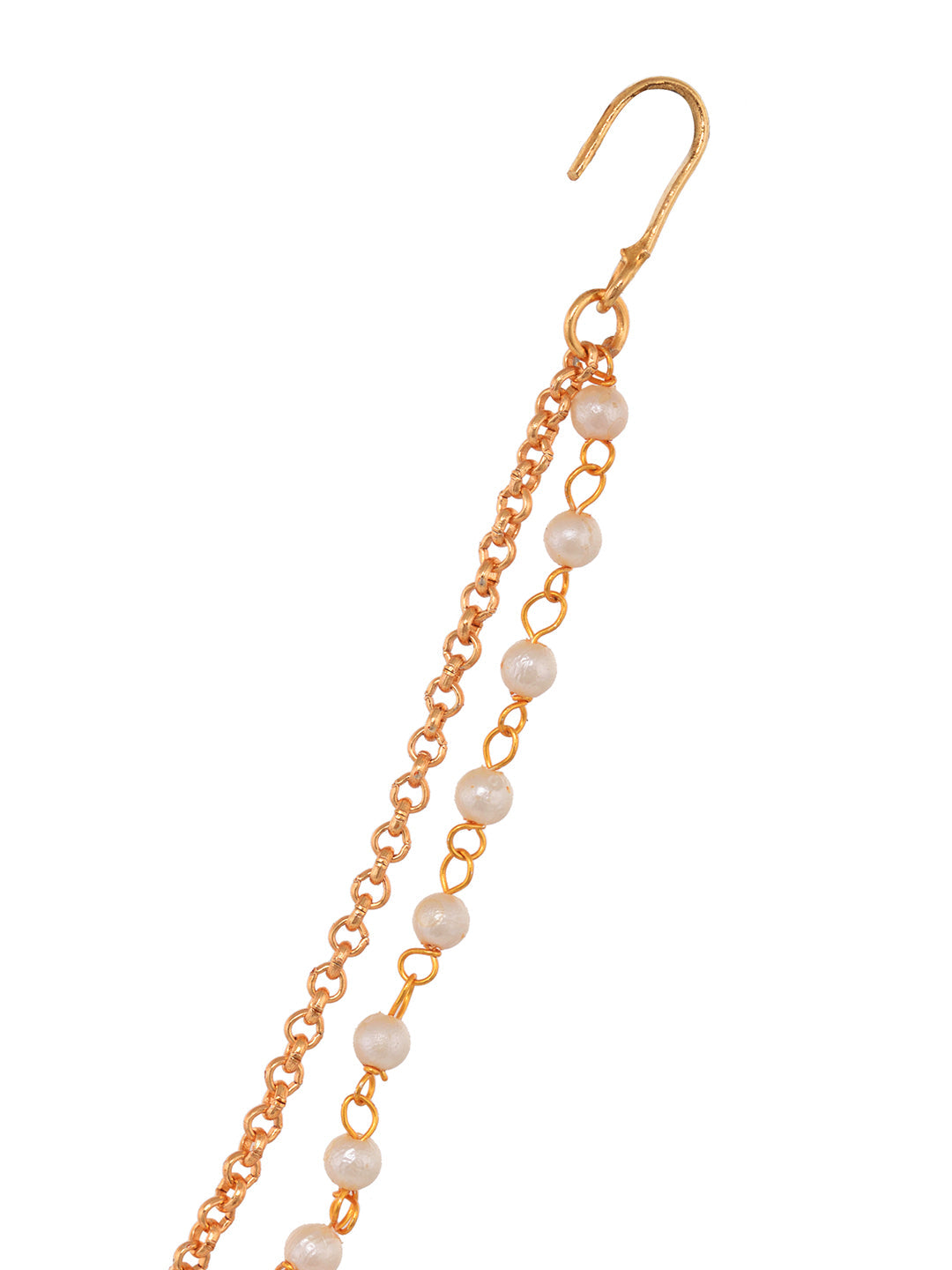 Gold Plated White Stone Studded & Pearl Nose Ring Nath, zaveri pearls, sale price rs, sale price, sale gold plated, sale gold, sale, rubans, ring, regular price, priyassi jewellery, kushal's 