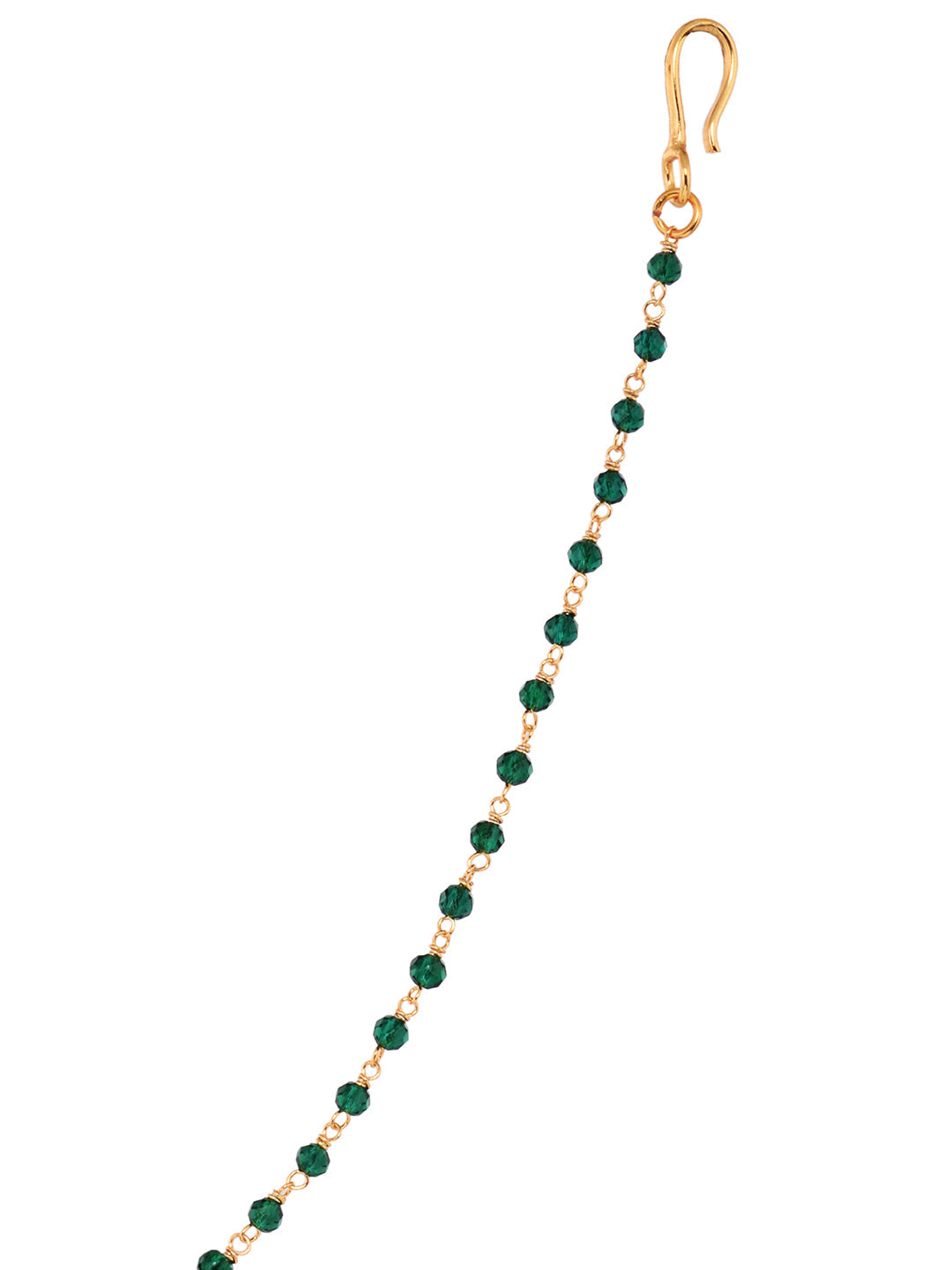 Gold Plated Studded & Beaded Floral Nose Ring Chain, zaveri pearls, sale price rs, sale price, sale gold plated, sale gold, sale, rubans, ring, regular price, priyassi jewellery, kushal's - S