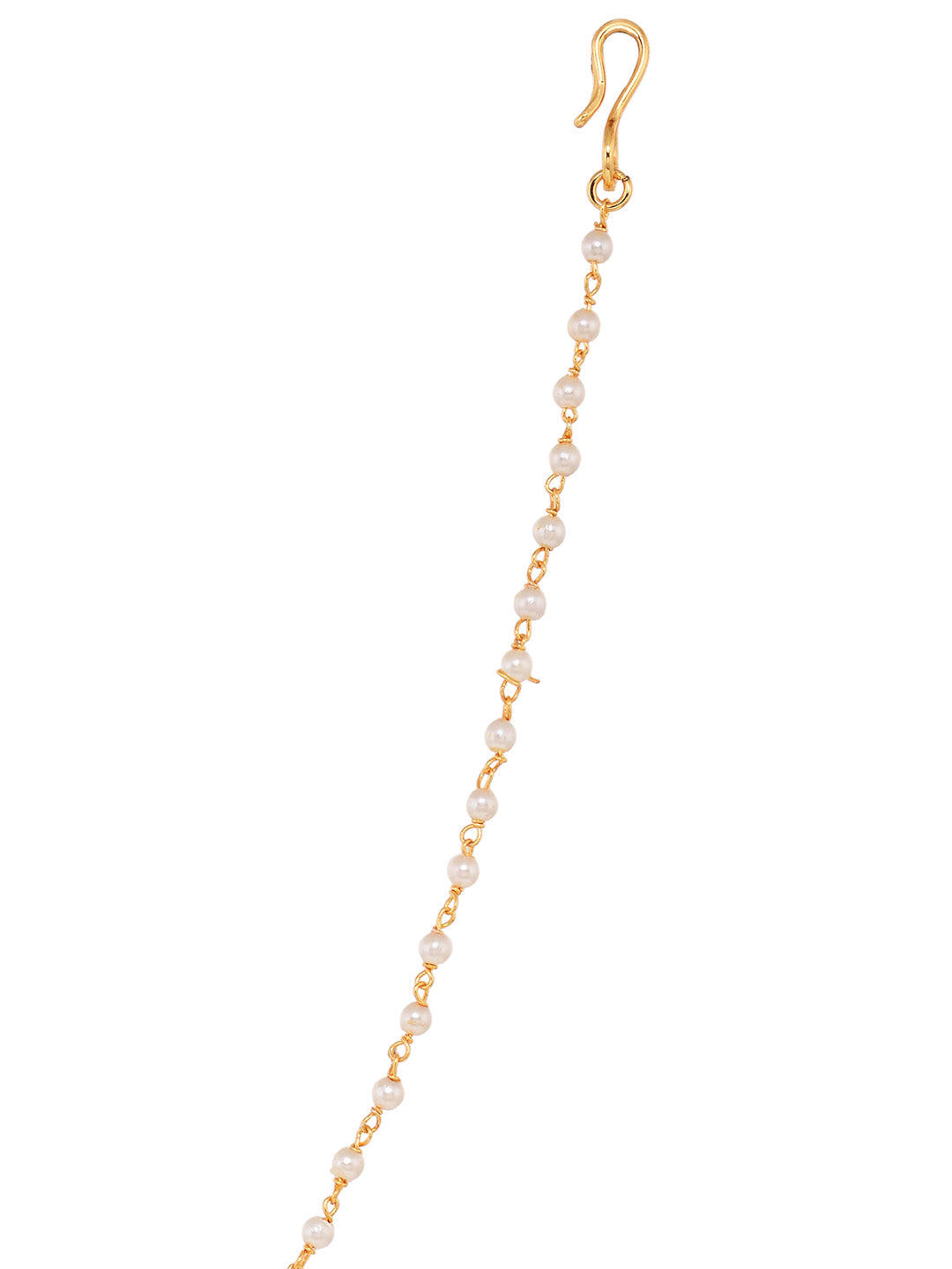 Gold Plated White Polki Studded & Beaded Exquisite Nath Chain, zaveri pearls, sale price rs, sale price, sale gold plated, sale gold, sale, rubans, ring, regular price, priyassi jewellery, ku