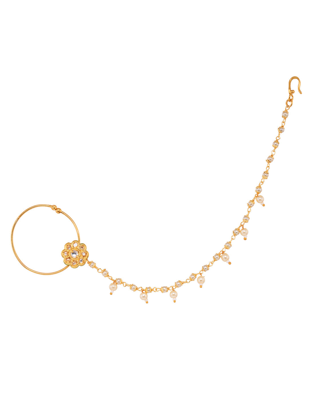 Gold Plated Kundan Embellished Nose Ring, zaveri pearls, sale price rs, sale price, sale gold plated, sale gold, sale, rubans, ring, regular price, priyassi jewellery, kushal's - Saraf RS Jew