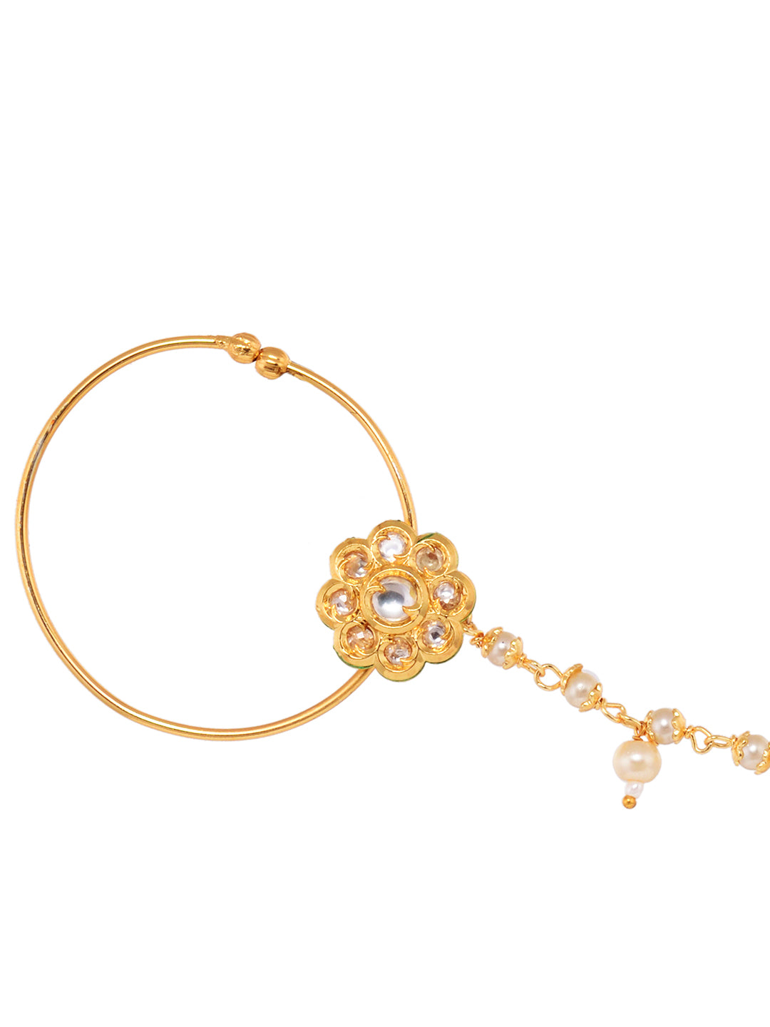 Gold Plated Kundan Embellished Nose Ring, zaveri pearls, sale price rs, sale price, sale gold plated, sale gold, sale, rubans, ring, regular price, priyassi jewellery, kushal's - Saraf RS Jew
