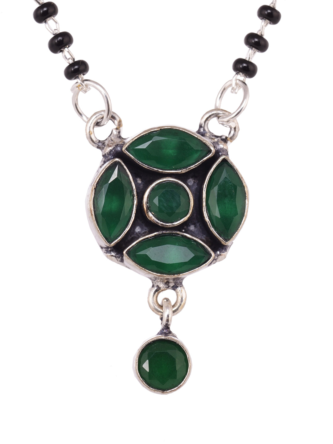 Green Silver Plated AD Studded Minimal Mangalsutra, zaveri pearls, sale price rs, sale price, sale gold plated, sale gold, sale, rubans, ring, regular price, priyassi jewellery, kushal's - Sa