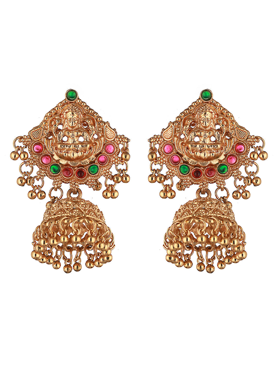 Gold Plated Stone Studded Laxmi ji Long jewellery set, zaveri pearls, sale price rs, sale price, sale gold plated, sale gold, sale, rubans, ring, regular price, priyassi jewellery, kushal's -