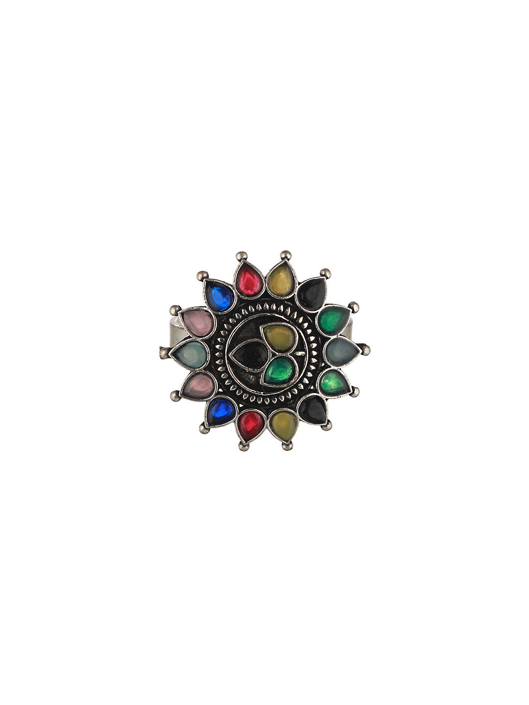 Silver oxidised Multicolored Combo Locket Ring Jewellery set, zaveri pearls, sale price rs, sale price, sale gold plated, sale gold, sale, rubans, ring, regular price, priyassi jewellery, kus