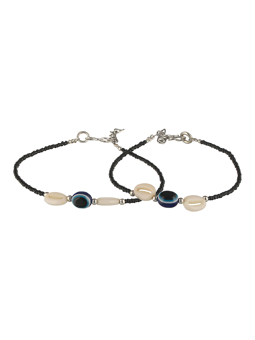 Set of 2 Evil Eye Beaded Anklet, zaveri pearls, sale price rs, sale price, sale gold plated, sale gold, sale, rubans, ring, regular price, priyassi jewellery, kushal's - Saraf RS Jewellery