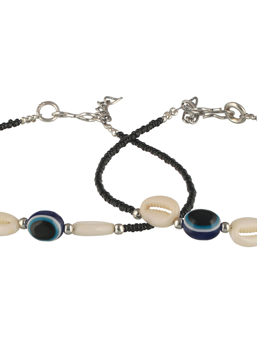 Set of 2 Evil Eye Beaded Anklet, zaveri pearls, sale price rs, sale price, sale gold plated, sale gold, sale, rubans, ring, regular price, priyassi jewellery, kushal's - Saraf RS Jewellery