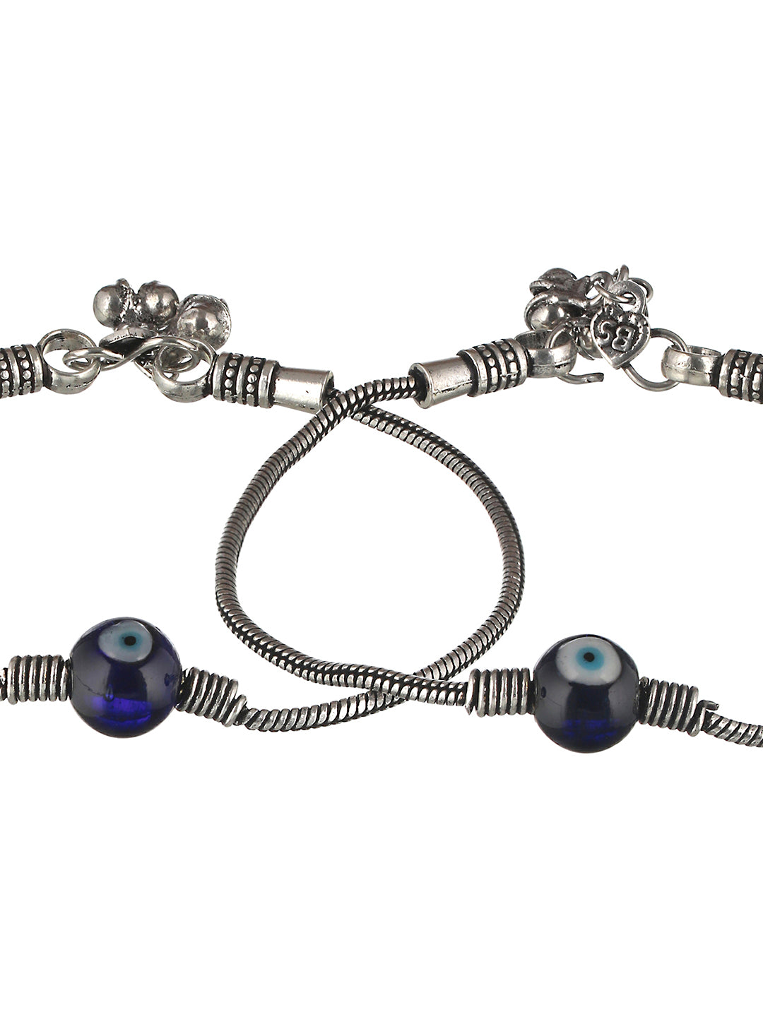 Set Of 2 Evil Eye German Silver Anklet Anklet, zaveri pearls, sale price rs, sale price, sale gold plated, sale gold, sale, rubans, ring, regular price, priyassi jewellery, kushal's - Saraf R