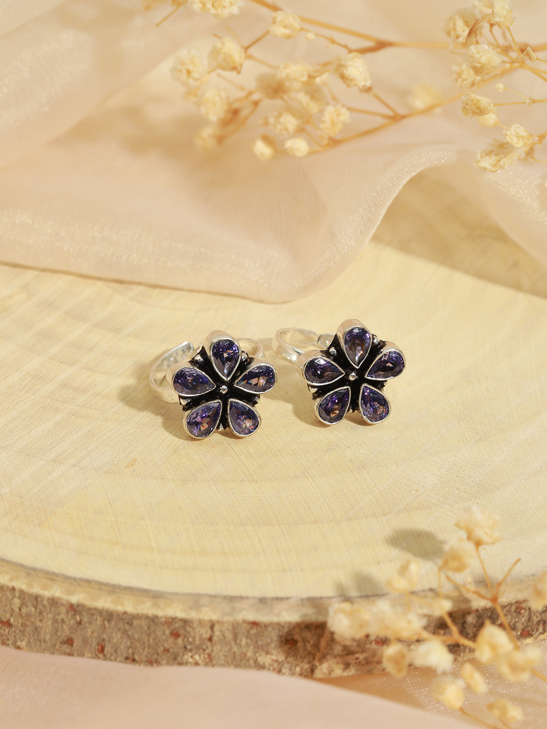 Set Of 2 Silver Lookalike AD Studded Toe Ring, zaveri pearls, sale price rs, sale price, sale gold plated, sale gold, sale, rubans, ring, regular price, priyassi jewellery, kushal's - Saraf R