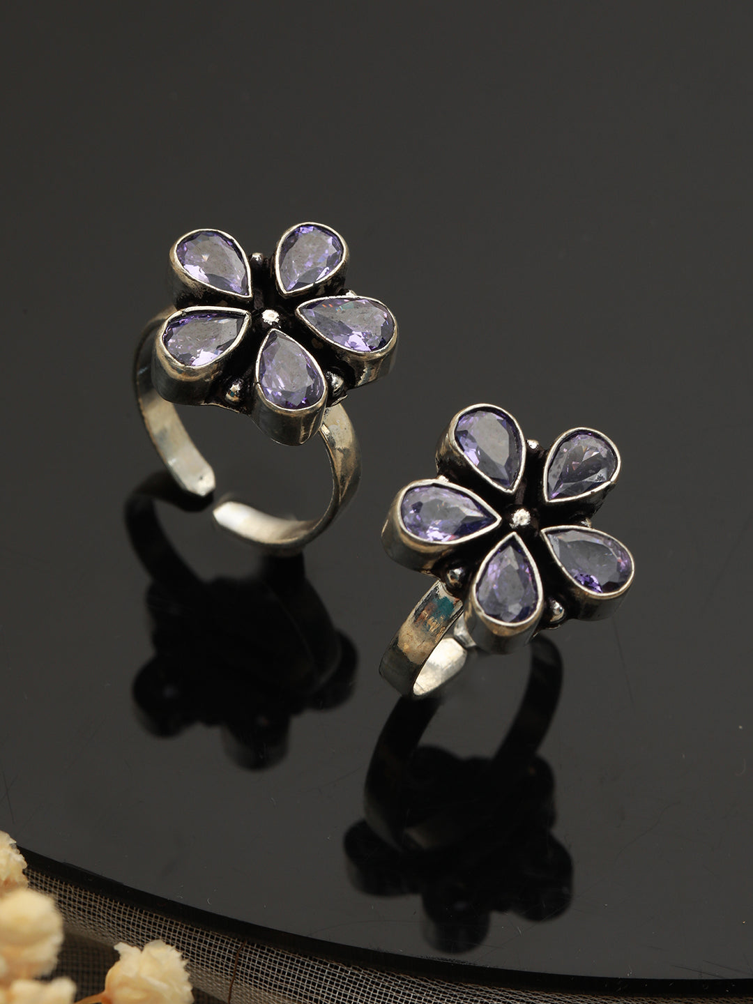 Set Of 2 Silver Lookalike AD Studded Toe Ring, zaveri pearls, sale price rs, sale price, sale gold plated, sale gold, sale, rubans, ring, regular price, priyassi jewellery, kushal's - Saraf R