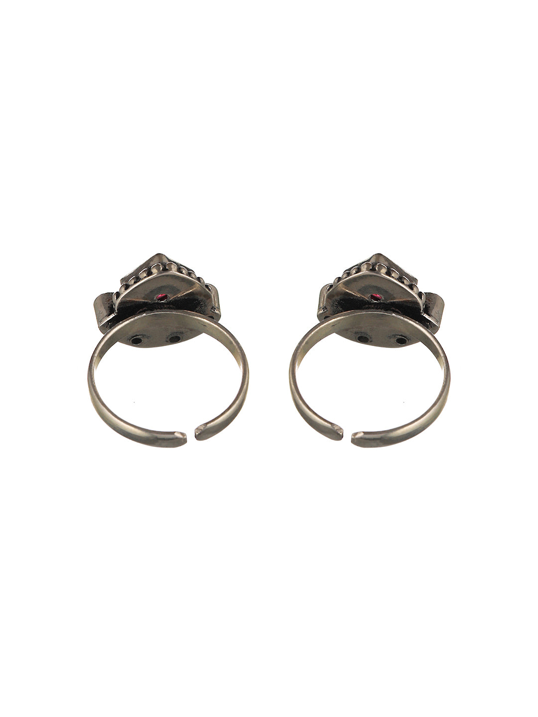 Set of 2 Silver Plated Red AD Studded Adjustable Toe Rings, zaveri pearls, sale price rs, sale price, sale gold plated, sale gold, sale, rubans, ring, regular price, priyassi jewellery, kusha