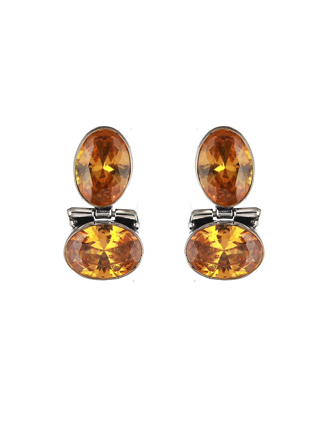 Oxidised Yellow Stone Studded Statement Earrings, zaveri pearls, sale price rs, sale price, sale gold plated, sale gold, sale, rubans, ring, regular price, priyassi jewellery, kushal's - Sara