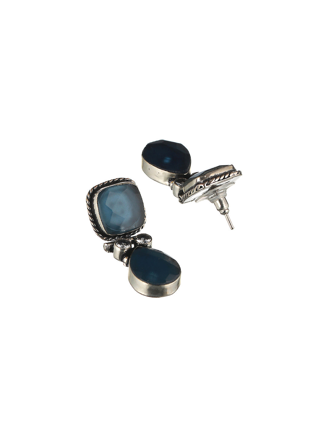 Oxidised Blue Stone Studded Statement Earring, zaveri pearls, sale price rs, sale price, sale gold plated, sale gold, sale, rubans, ring, regular price, priyassi jewellery, kushal's - Saraf R