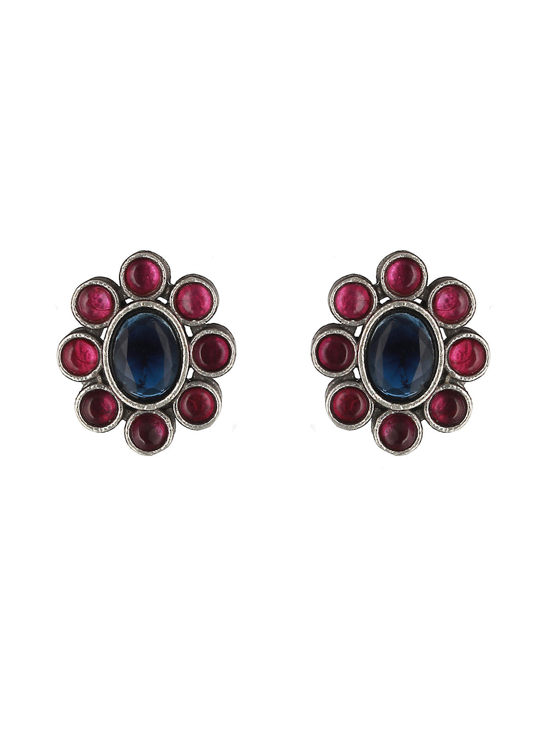 Oxidised Red & Blue Stone Studded Statement Pendant jewellery Set, zaveri pearls, sale price rs, sale price, sale gold plated, sale gold, sale, rubans, ring, regular price, priyassi jewellery