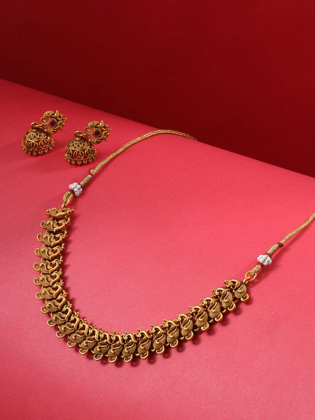 GoldPlated Peacock Motif Temple Jewellery Set, zaveri pearls, sale price rs, sale price, sale gold plated, sale gold, sale, rubans, ring, regular price, priyassi jewellery, kushal's - Saraf R