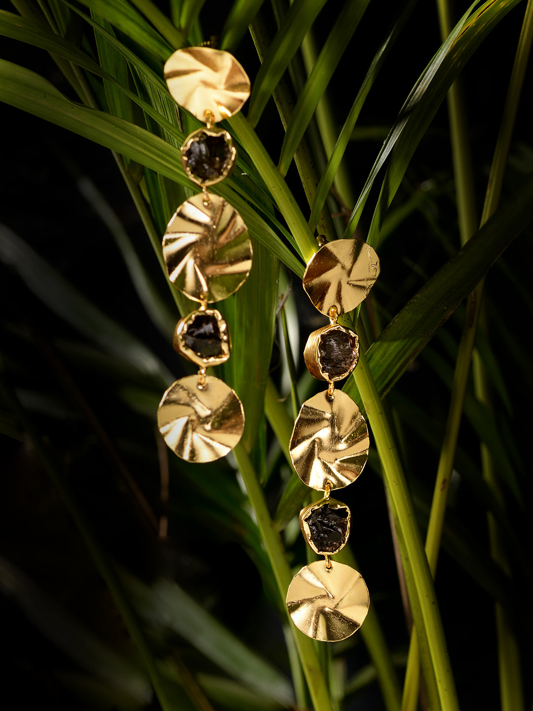 GoldenToned & Brown Contemporary Hoop Earrings, zaveri pearls, sale price rs, sale price, sale gold plated, sale gold, sale, rubans, ring, regular price, priyassi jewellery, kushal's - Saraf 