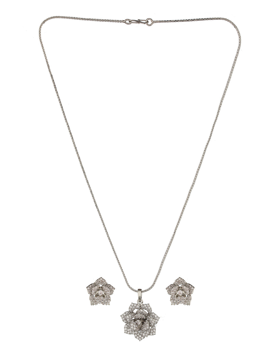 Silver Plated AD Studded Rose Statement Combo Jewellery Set, zaveri pearls, sale price rs, sale price, sale gold plated, sale gold, sale, rubans, ring, regular price, priyassi jewellery, kush