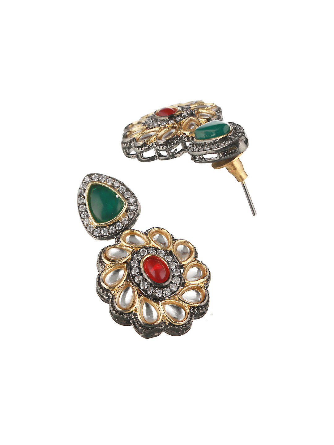 Gold Plated Multi Colored & Pearl Beaded Polki Choker Jewellery Set, zaveri pearls, sale price rs, sale price, sale gold plated, sale gold, sale, rubans, ring, regular price, priyassi jewelle