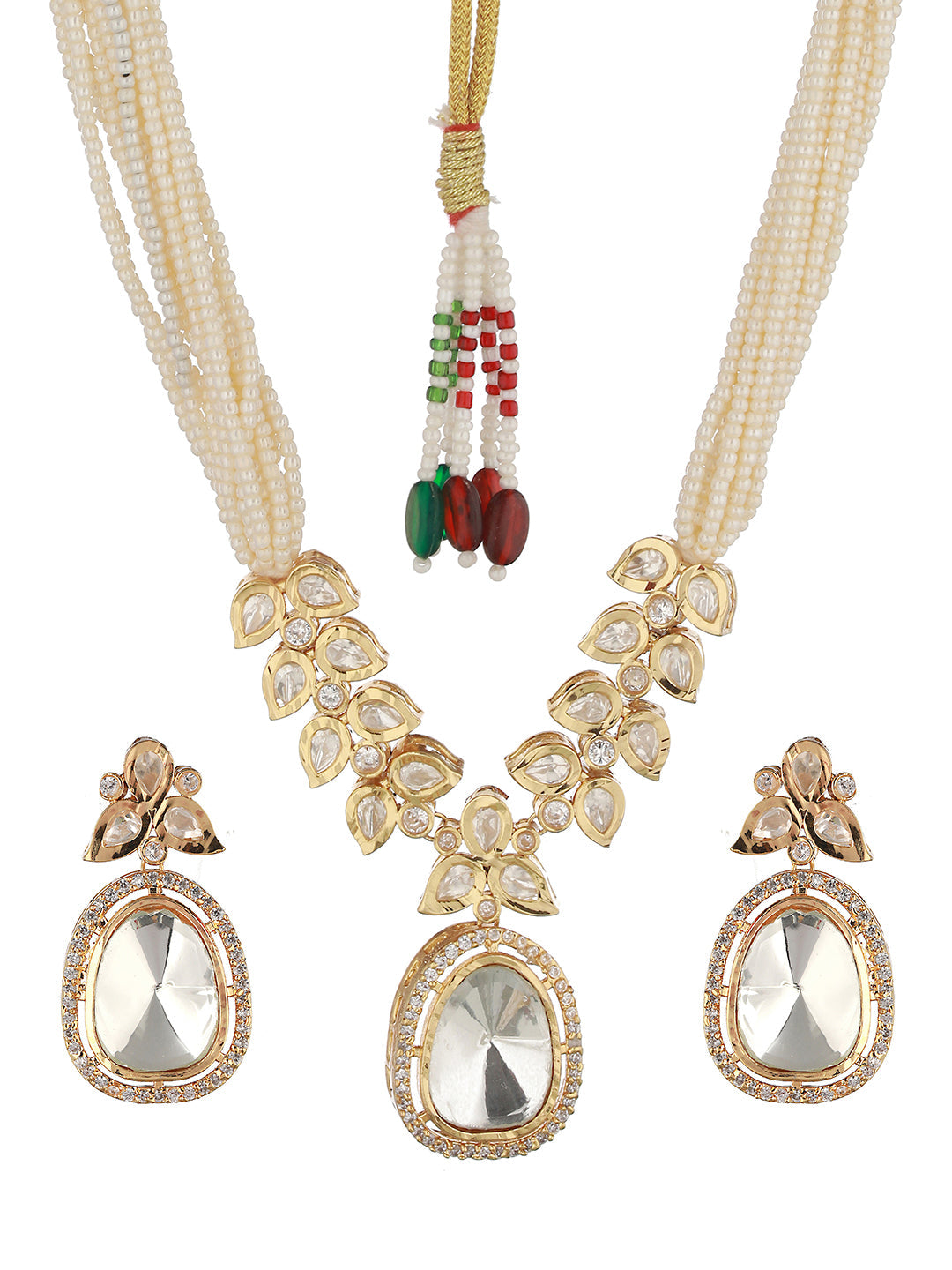 GoldPlated White Uncut Polki & Pearl Beaded Choker Jewellery Set, zaveri pearls, sale price rs, sale price, sale gold plated, sale gold, sale, rubans, ring, regular price, priyassi jewellery,