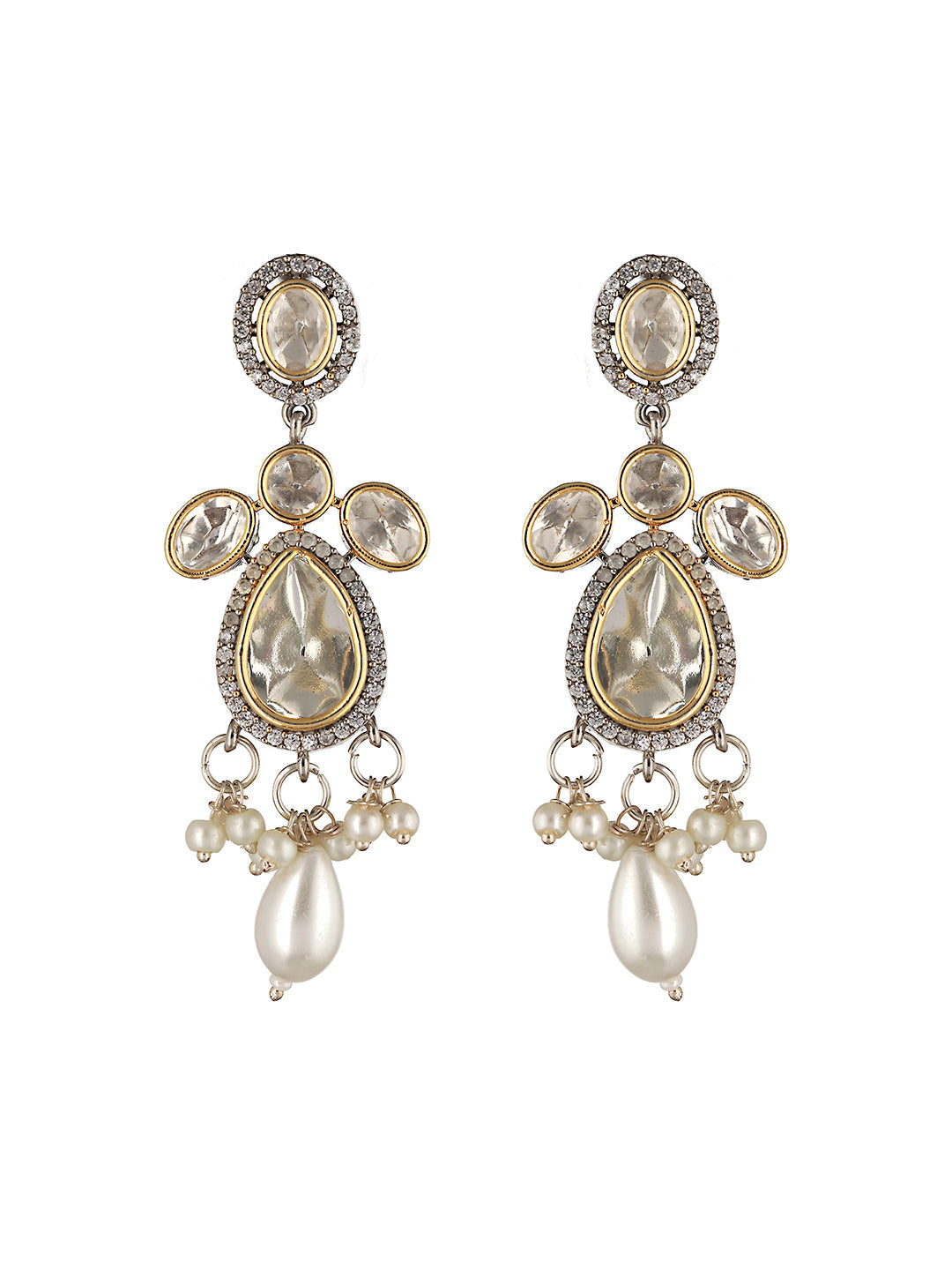 GoldPlated White Uncut Polki & Pearl Beaded Floral Choker Jewellery Set, zaveri pearls, sale price rs, sale price, sale gold plated, sale gold, sale, rubans, ring, regular price, priyassi jew