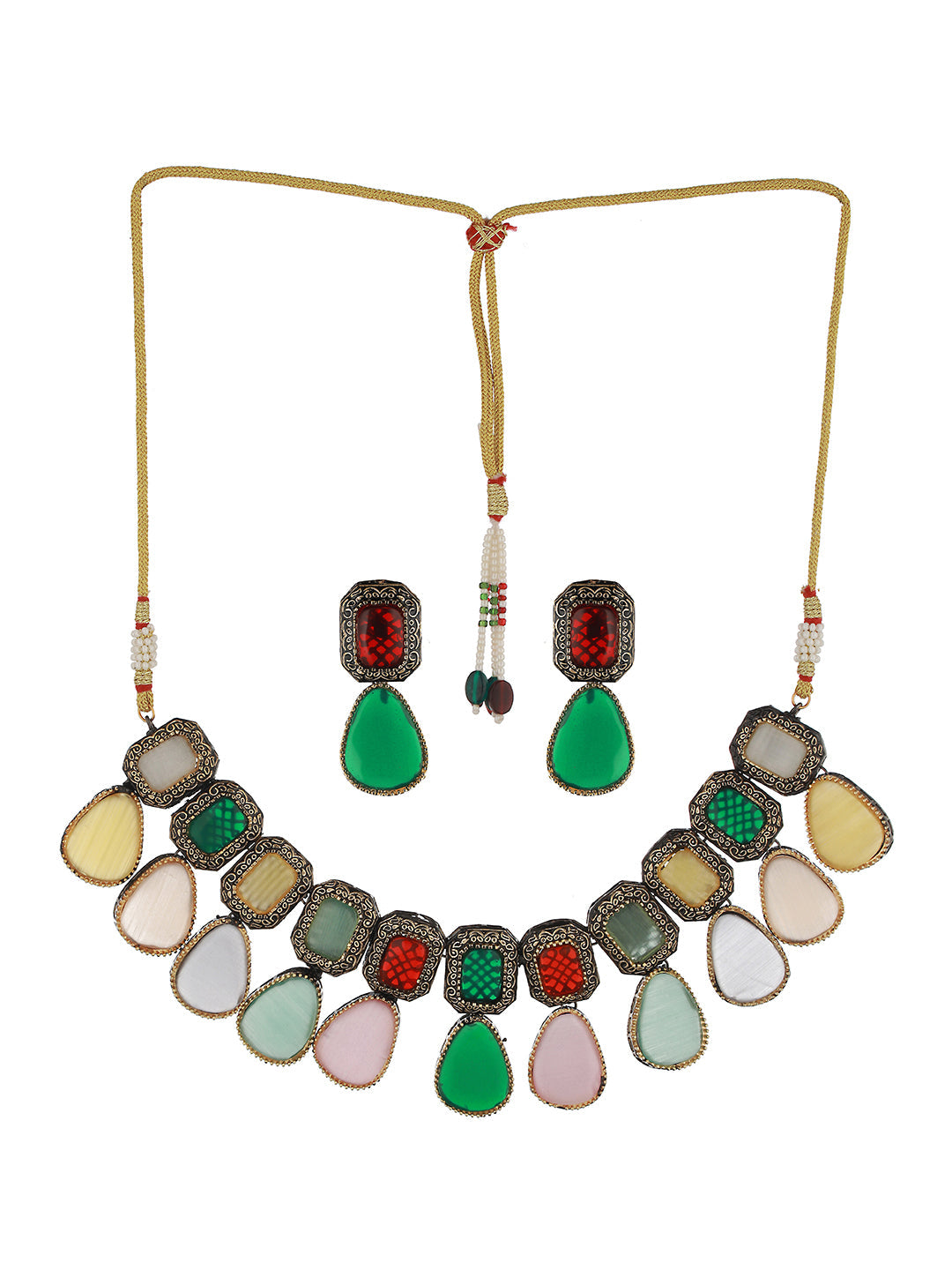 GoldPlated Multi Polki Kundan Studded PearlBeaded Jewellery Set, zaveri pearls, sale price rs, sale price, sale gold plated, sale gold, sale, rubans, ring, regular price, priyassi jewellery, 