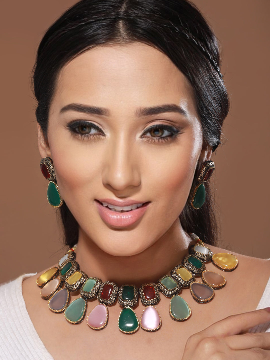 GoldPlated Multi Polki Kundan Studded PearlBeaded Jewellery Set, zaveri pearls, sale price rs, sale price, sale gold plated, sale gold, sale, rubans, ring, regular price, priyassi jewellery, 