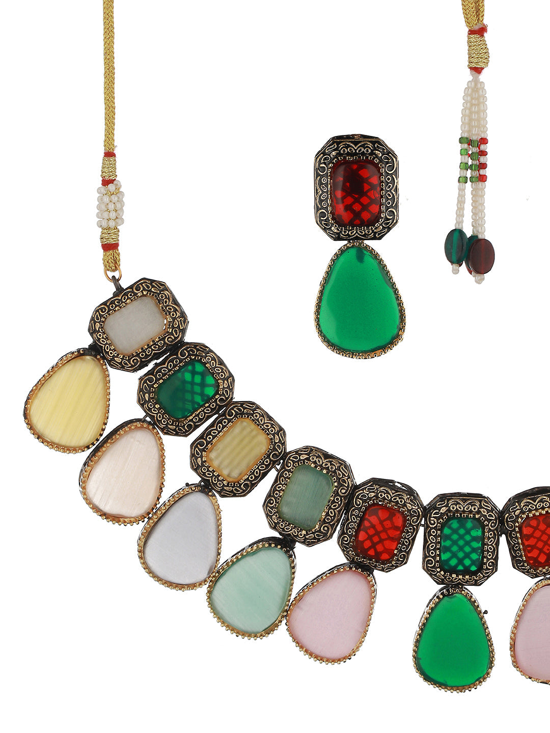 GoldPlated Multi Polki Kundan Studded PearlBeaded Jewellery Set, zaveri pearls, sale price rs, sale price, sale gold plated, sale gold, sale, rubans, ring, regular price, priyassi jewellery, 