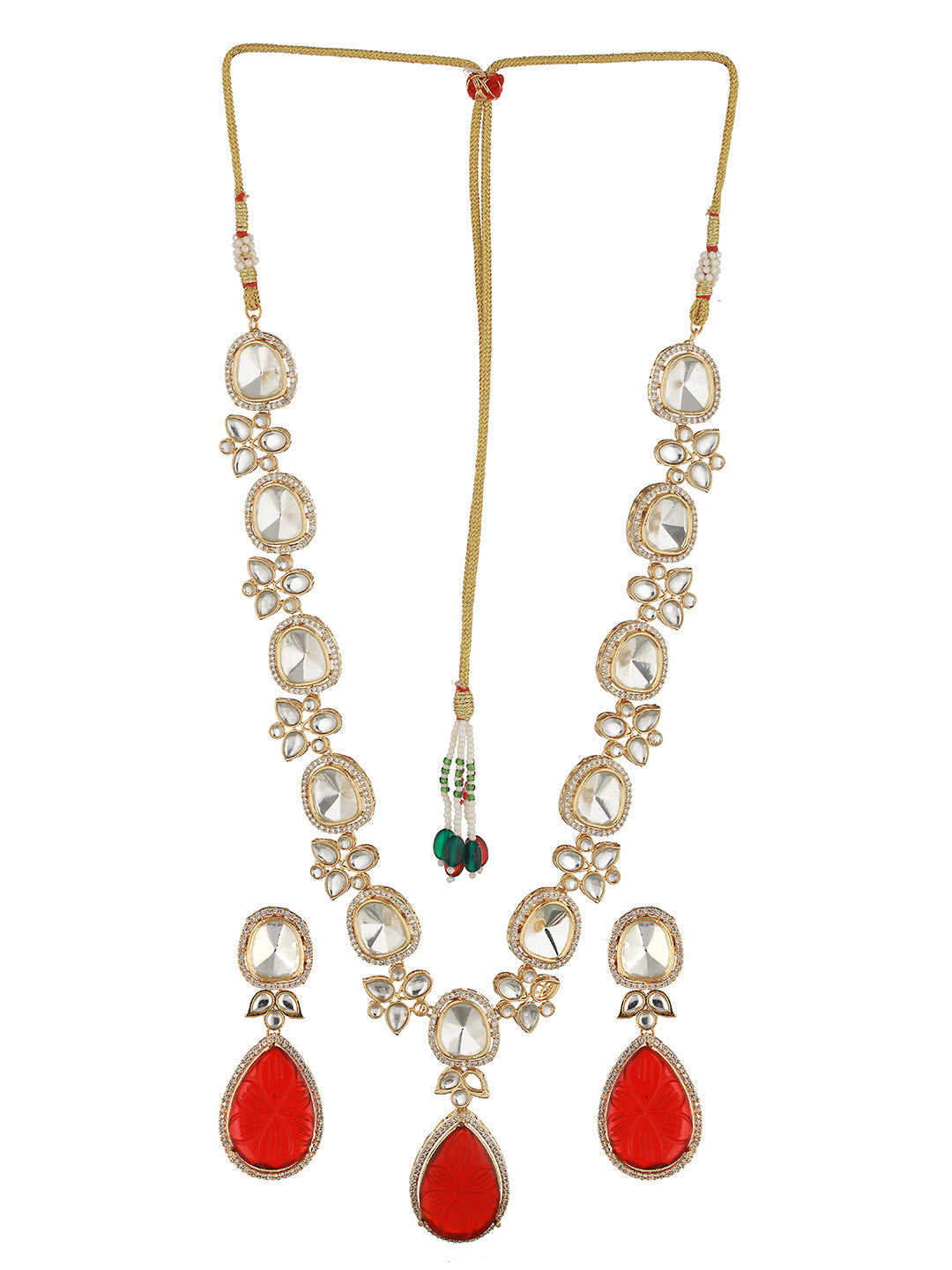 Victorian Ruby Dual Tone Uncut Polki Kundan Jewellery Set, zaveri pearls, sale price rs, sale price, sale gold plated, sale gold, sale, rubans, ring, regular price, priyassi jewellery, kushal