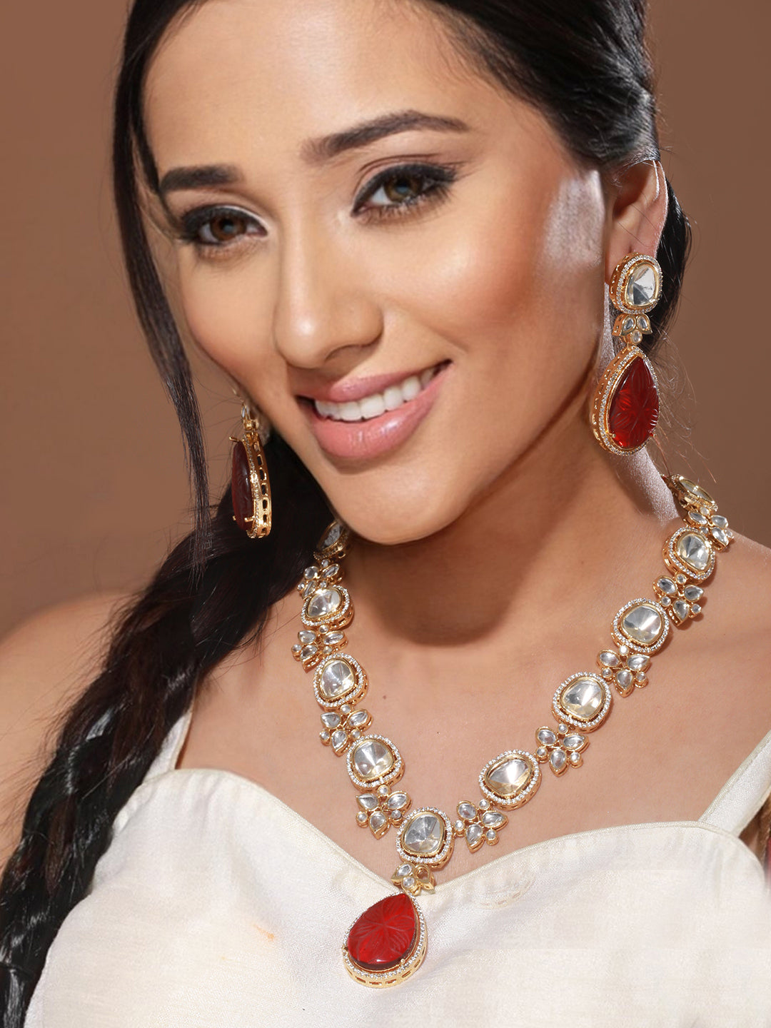 Victorian Ruby Dual Tone Uncut Polki Kundan Jewellery Set, zaveri pearls, sale price rs, sale price, sale gold plated, sale gold, sale, rubans, ring, regular price, priyassi jewellery, kushal