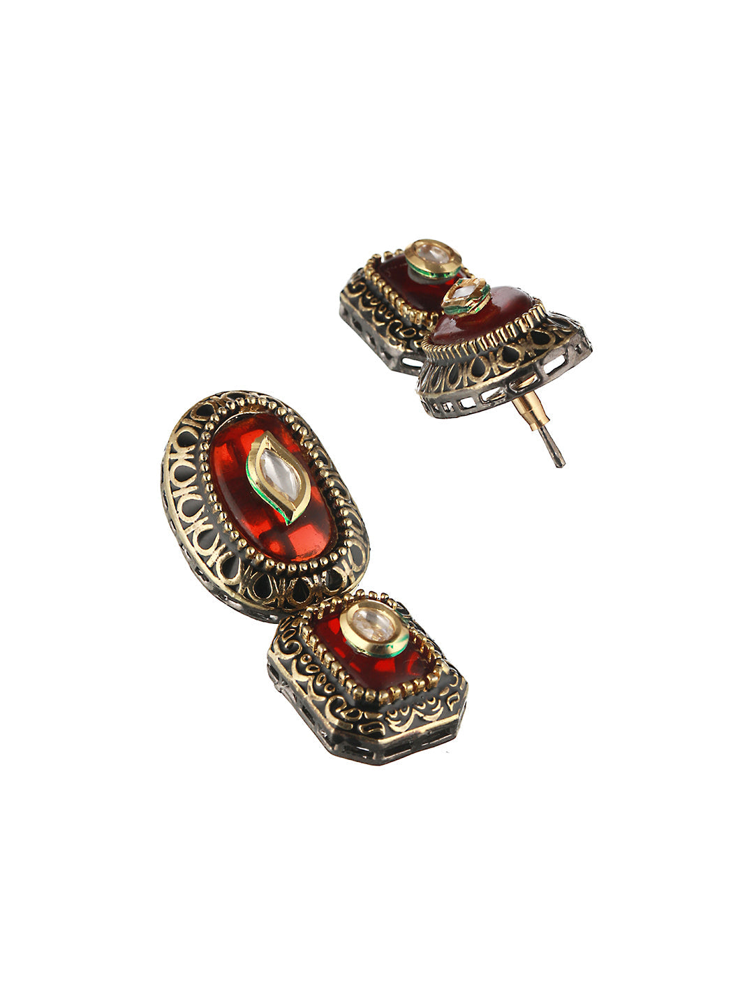 Gold Toned Red KundanStudded & Beaded Jewellery Set, zaveri pearls, sale price rs, sale price, sale gold plated, sale gold, sale, rubans, ring, regular price, priyassi jewellery, kushal's - S