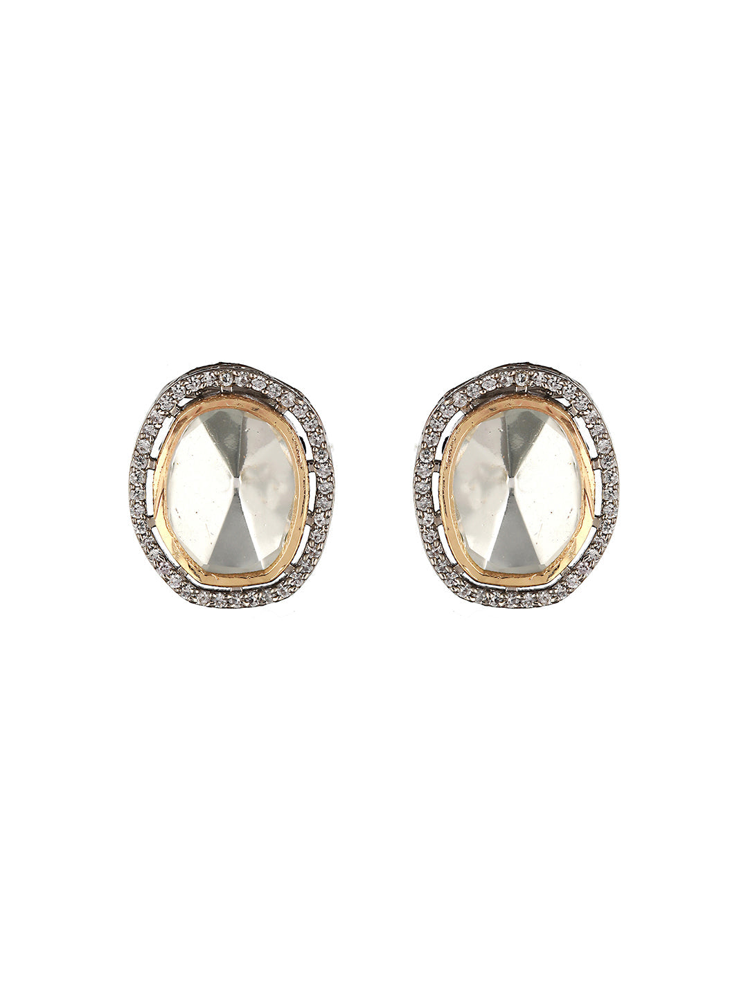 Gold Toned White Moissanite AD Studded Pearl Beaded Statement Choker Jewellery Set, zaveri pearls, sale price rs, sale price, sale gold plated, sale gold, sale, rubans, ring, regular price, p