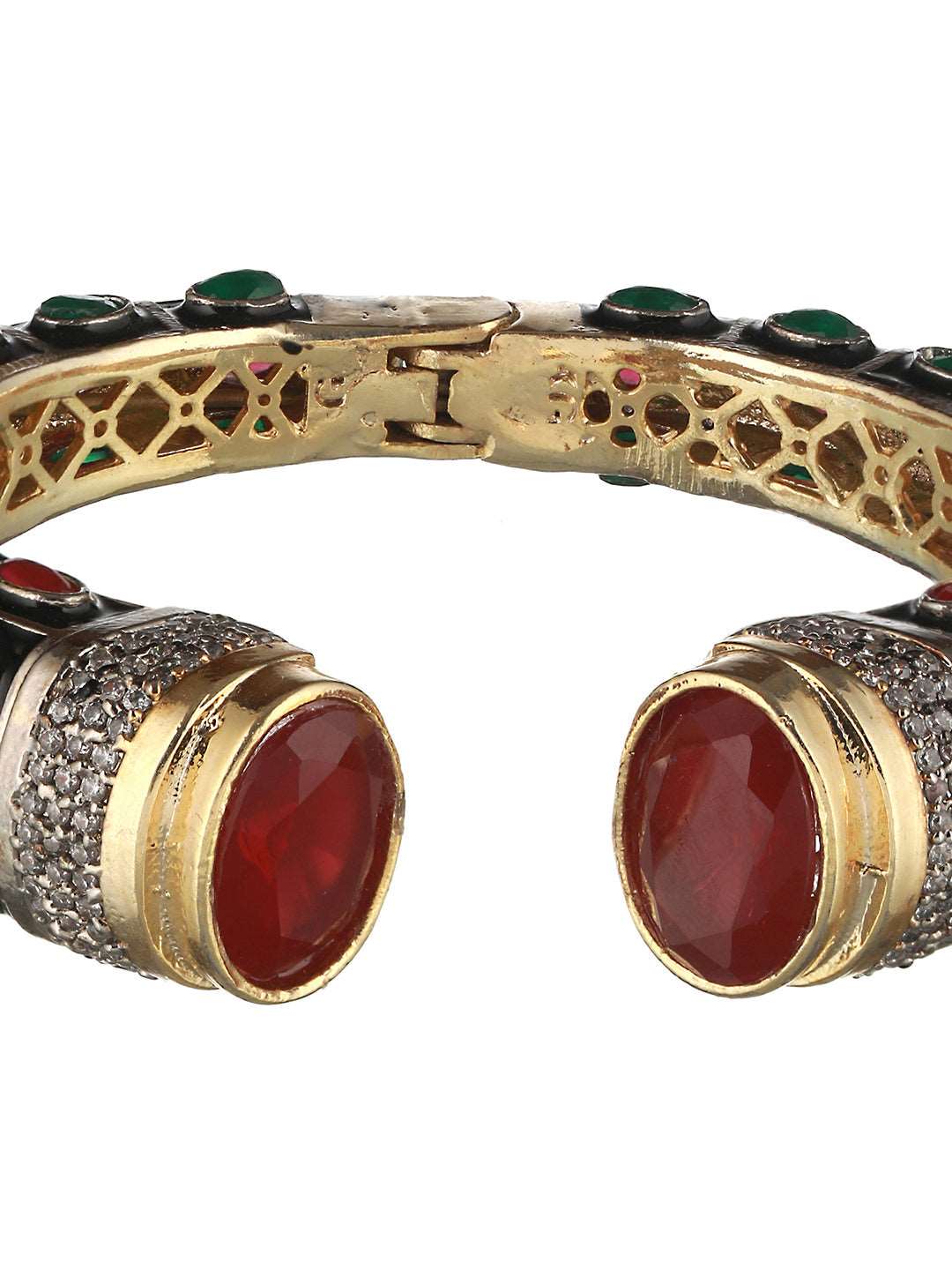 Enamelled Multi AD Studded Statement Cuff, zaveri pearls, sale price rs, sale price, sale gold plated, sale gold, sale, rubans, ring, regular price, priyassi jewellery, kushal's - Saraf RS Je