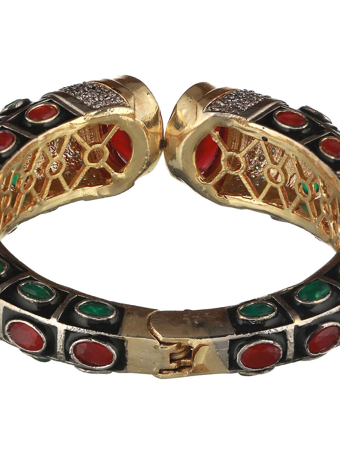 Enamelled Multi AD Studded Statement Cuff, zaveri pearls, sale price rs, sale price, sale gold plated, sale gold, sale, rubans, ring, regular price, priyassi jewellery, kushal's - Saraf RS Je