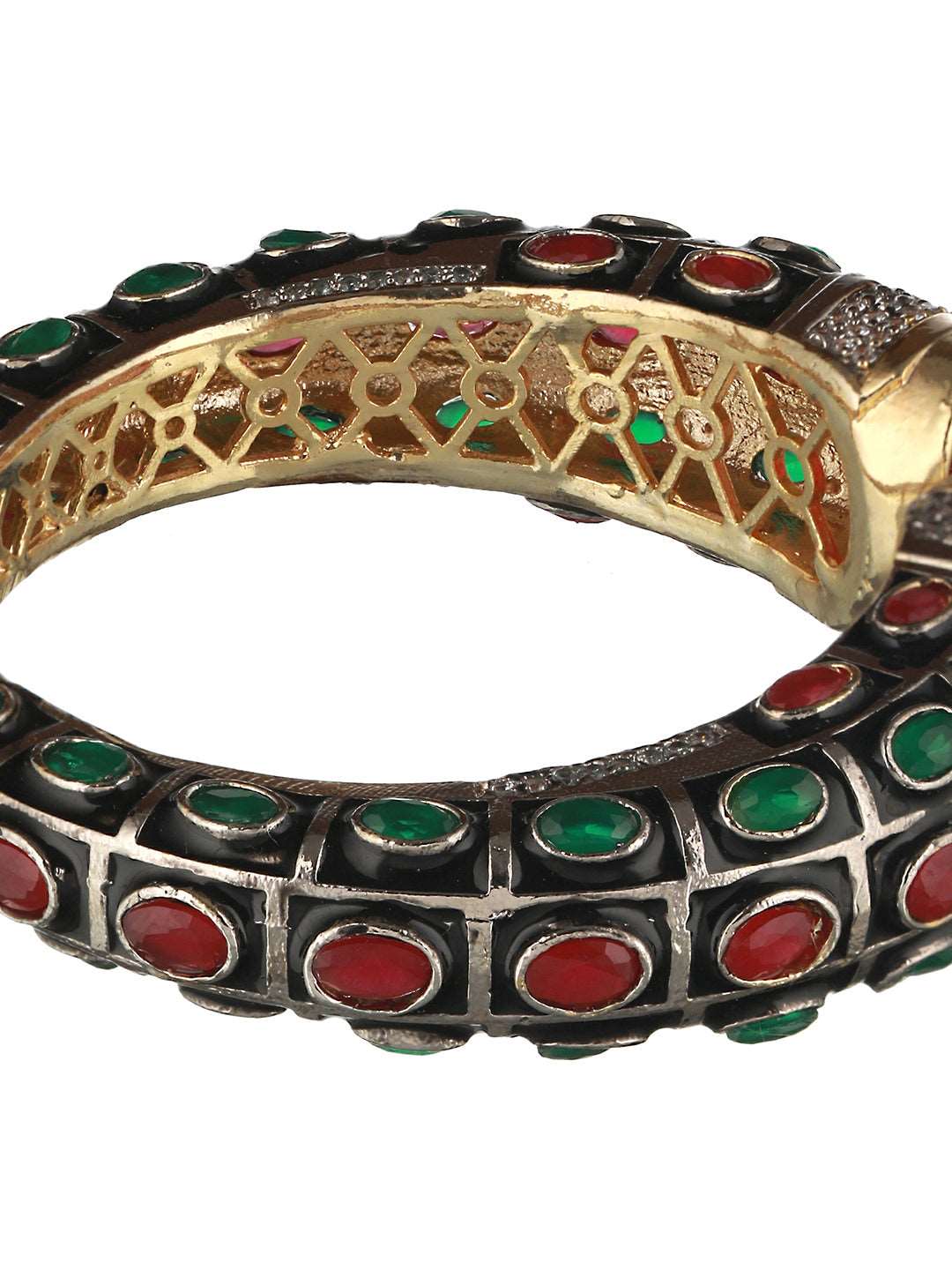 Enamelled Multi AD Studded Statement Cuff, zaveri pearls, sale price rs, sale price, sale gold plated, sale gold, sale, rubans, ring, regular price, priyassi jewellery, kushal's - Saraf RS Je