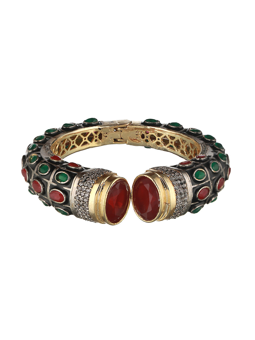 Enamelled Multi AD Studded Statement Cuff, zaveri pearls, sale price rs, sale price, sale gold plated, sale gold, sale, rubans, ring, regular price, priyassi jewellery, kushal's - Saraf RS Je