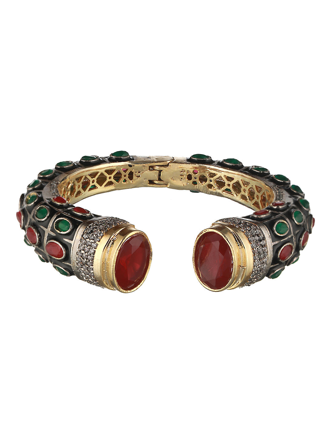 Enamelled Multi AD Studded Statement Cuff, zaveri pearls, sale price rs, sale price, sale gold plated, sale gold, sale, rubans, ring, regular price, priyassi jewellery, kushal's - Saraf RS Je