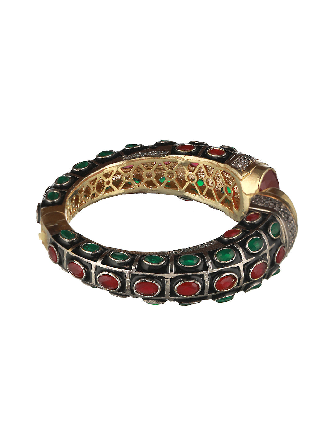 Enamelled Multi AD Studded Statement Cuff, zaveri pearls, sale price rs, sale price, sale gold plated, sale gold, sale, rubans, ring, regular price, priyassi jewellery, kushal's - Saraf RS Je