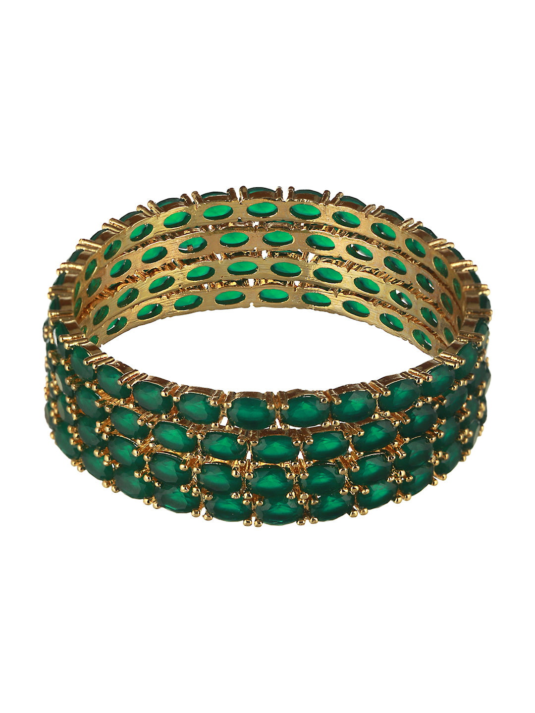 Gold Plated Set of 4 Green Emerald Stone Studded Bangles, zaveri pearls, sale price rs, sale price, sale gold plated, sale gold, sale, rubans, ring, regular price, priyassi jewellery, kushal'