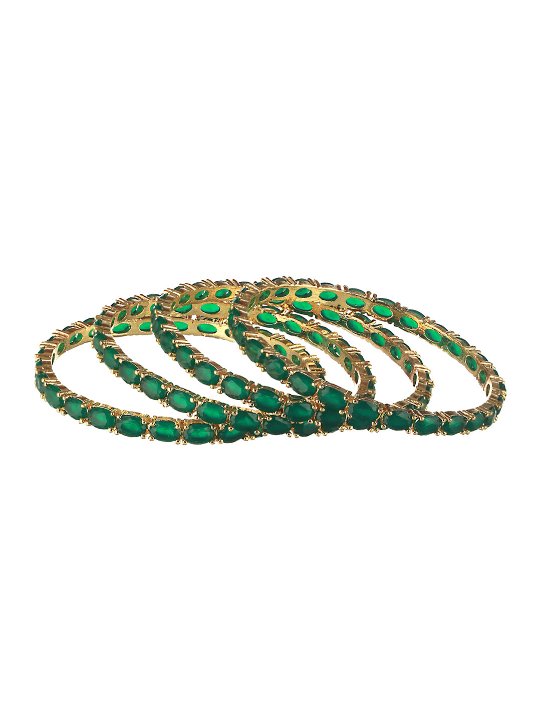 Gold Plated Set of 4 Green Emerald Stone Studded Bangles, zaveri pearls, sale price rs, sale price, sale gold plated, sale gold, sale, rubans, ring, regular price, priyassi jewellery, kushal'