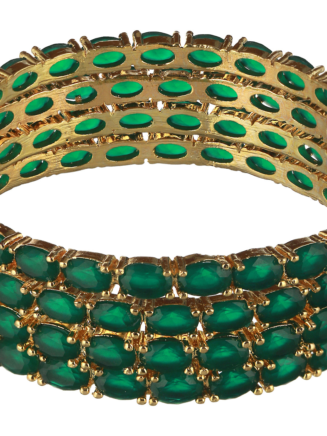 Gold Plated Set of 4 Green Emerald Stone Studded Bangles, zaveri pearls, sale price rs, sale price, sale gold plated, sale gold, sale, rubans, ring, regular price, priyassi jewellery, kushal'