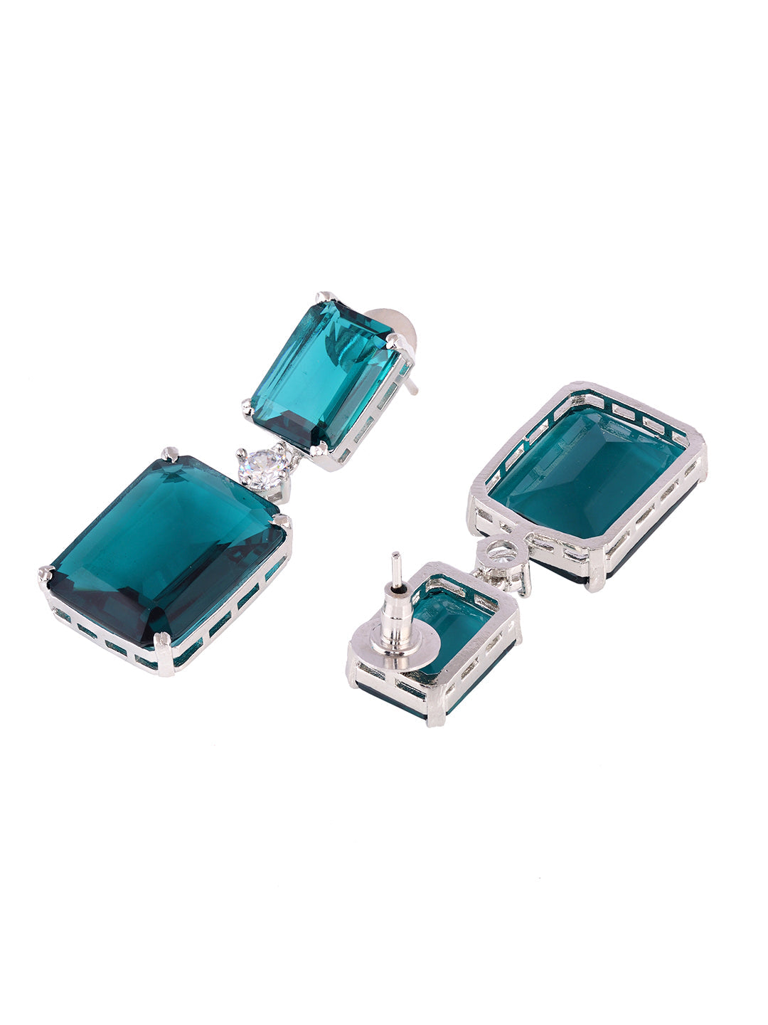 SilverPlated Green Square Drop Earrings, zaveri pearls, sale price rs, sale price, sale gold plated, sale gold, sale, rubans, ring, regular price, priyassi jewellery, kushal's - Saraf RS Jewe