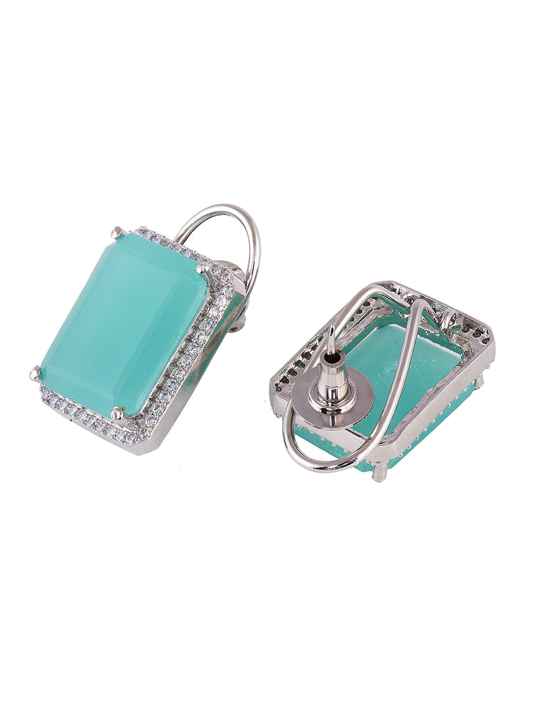 Sea Green Square Studs Earrings, zaveri pearls, sale price rs, sale price, sale gold plated, sale gold, sale, rubans, ring, regular price, priyassi jewellery, kushal's - Saraf RS Jewellery