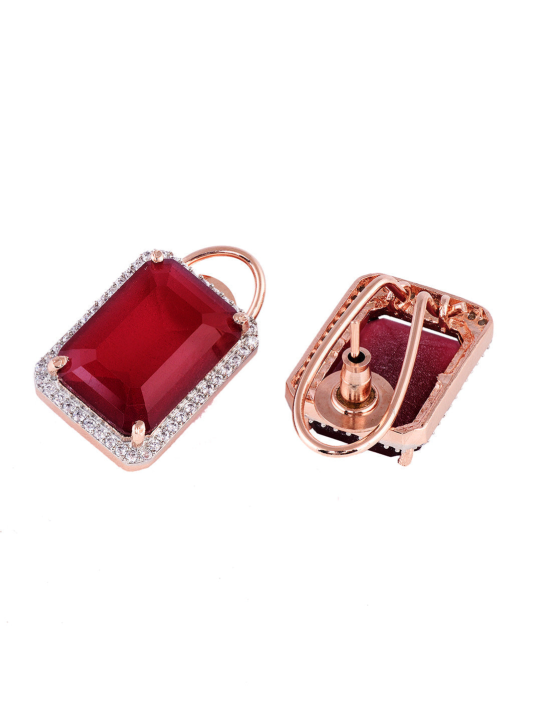 Red Contemporary Studs Earrings, zaveri pearls, sale price rs, sale price, sale gold plated, sale gold, sale, rubans, ring, regular price, priyassi jewellery, kushal's - Saraf RS Jewellery