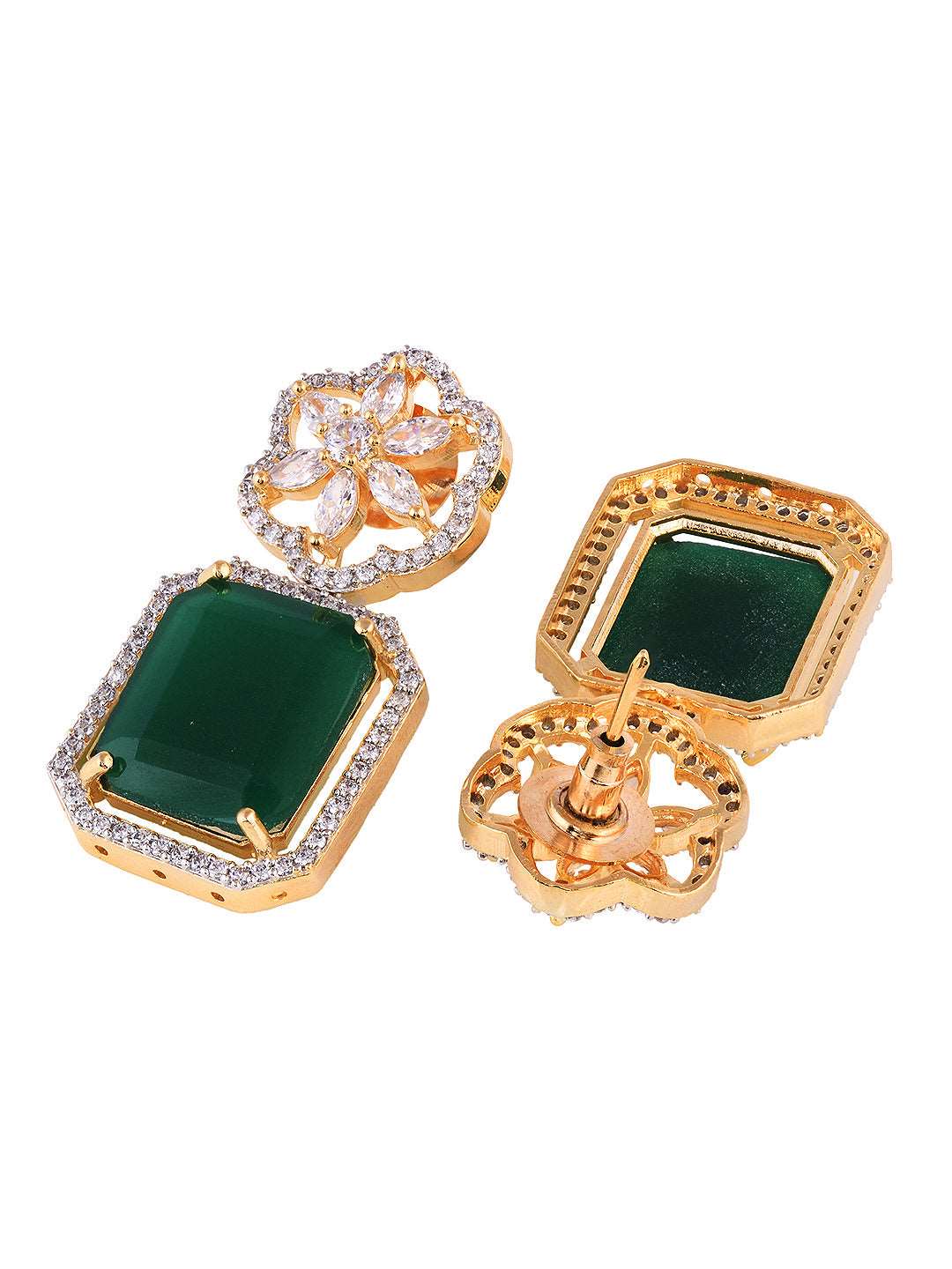 Gold Plated Green Square Drop Earrings, zaveri pearls, sale price rs, sale price, sale gold plated, sale gold, sale, rubans, ring, regular price, priyassi jewellery, kushal's - Saraf RS Jewel